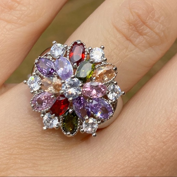 NEW 925 Sterling Silver Multicolor 🌸 Ring - Picture 2 of 6